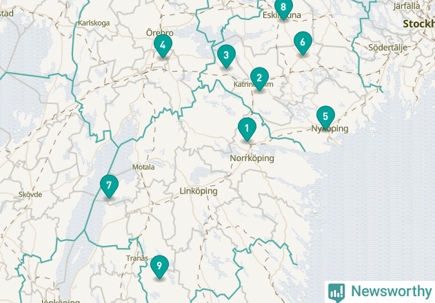 Karta över Finspångs kommun