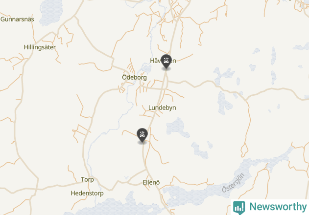 Karta över viltolyckor i Färgelanda kommun