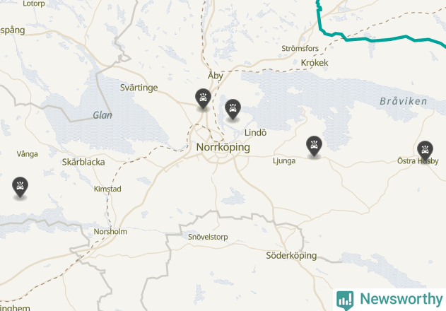 Karta över viltolyckor i Norrköpings kommun