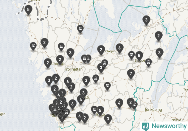 Karta över Västra Götalands län