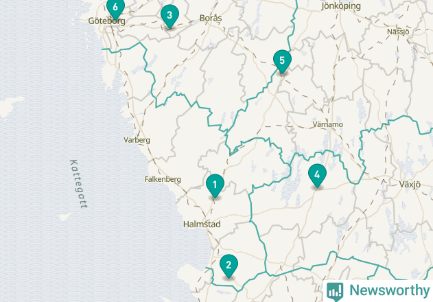 Karta över Falkenbergs kommun