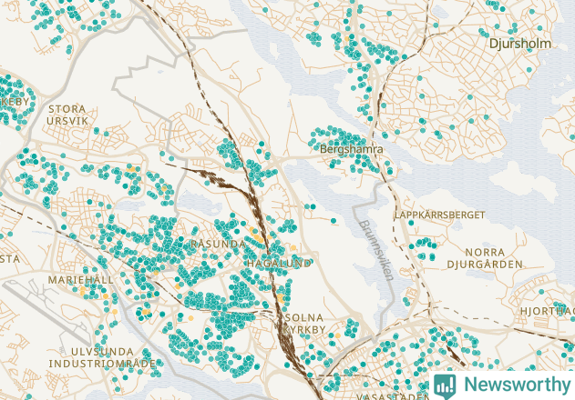 Karta över Solna kommun