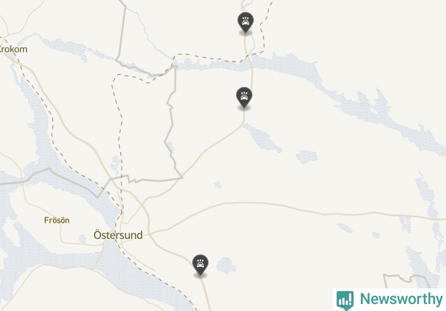 Karta över viltolyckor i Östersunds kommun