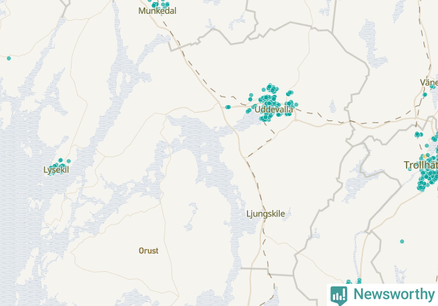 Karta över Uddevalla kommun