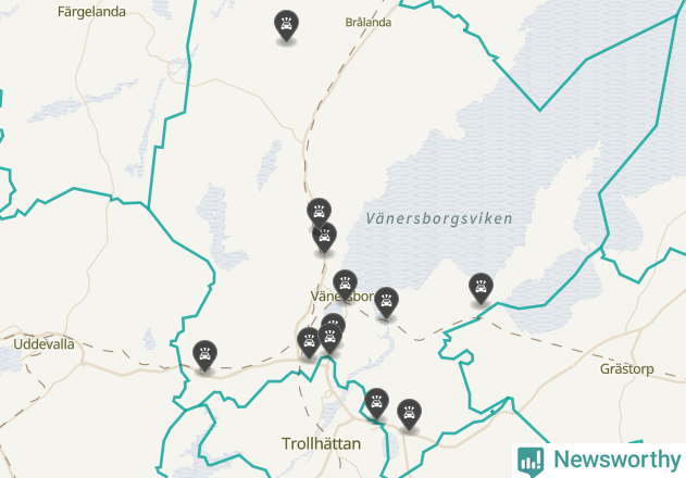 Karta över viltolyckor i Vänersborgs kommun
