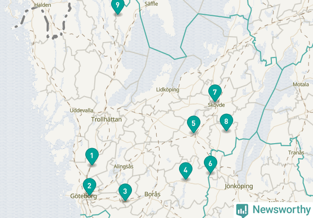 Karta över Ale kommun