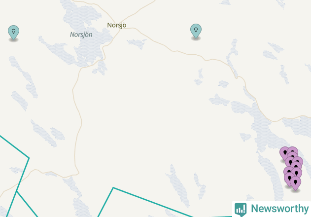 Karta över vindkraftverk i Norsjö kommun