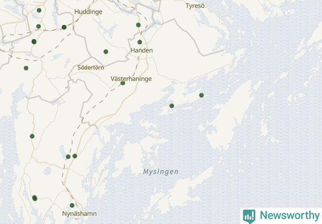 Karta över Haninge kommun