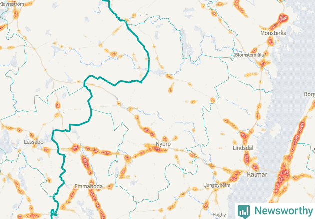 Karta över Nybro kommun