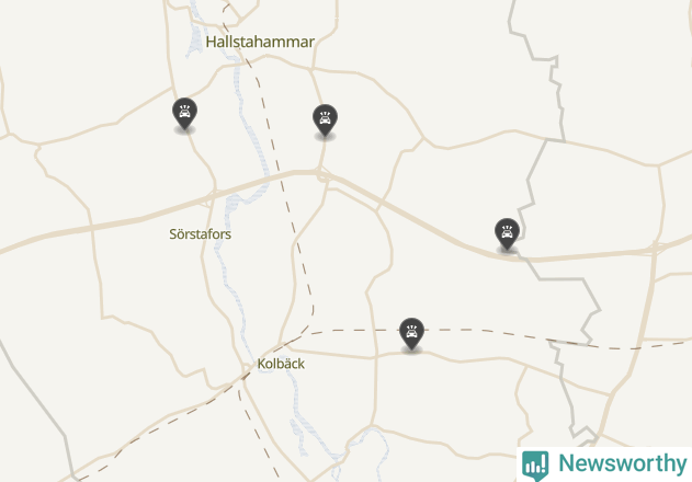 Karta över viltolyckor i Hallstahammars kommun