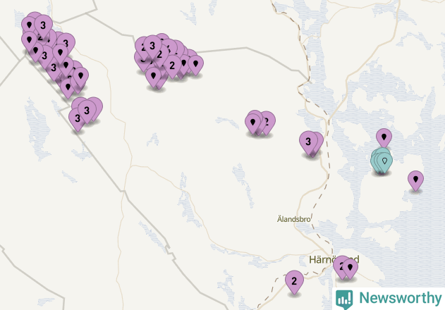 Karta över vindkraftverk i Härnösands kommun