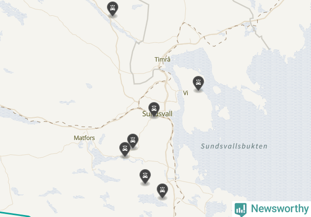 Karta över viltolyckor i Sundsvalls kommun