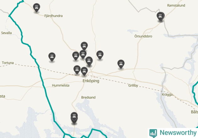 Karta över viltolyckor i Enköpings kommun
