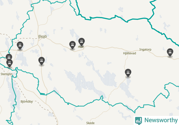 Karta över viltolyckor i Eksjö kommun