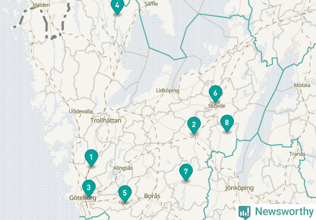 Karta över Vänersborgs kommun
