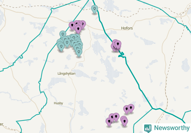 Karta över vindkraftverk i Hedemora kommun