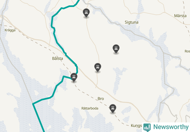 Karta över viltolyckor i Upplands-Bro kommun