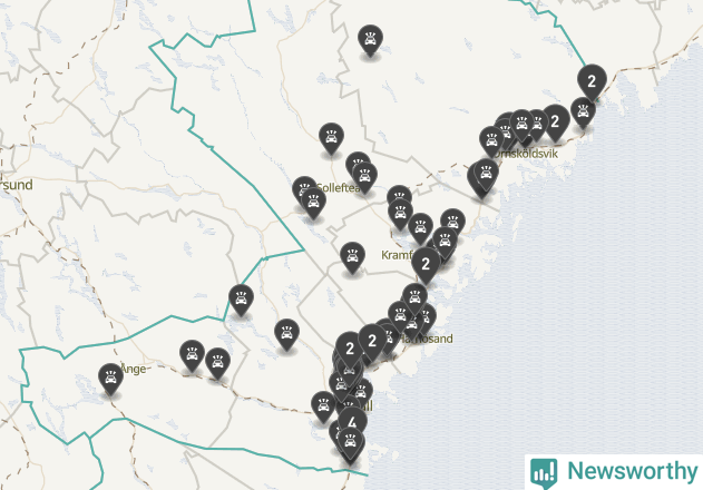 Karta över Västernorrlands län