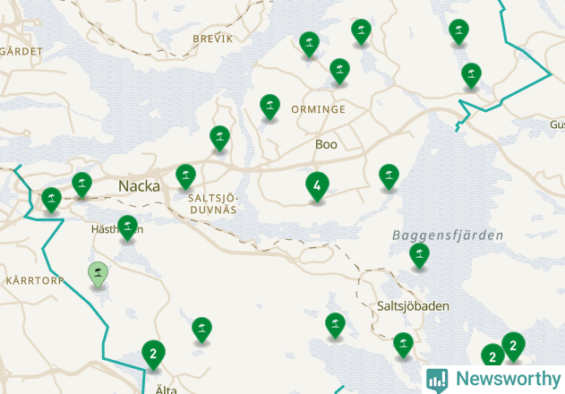 Karta över Nacka kommun