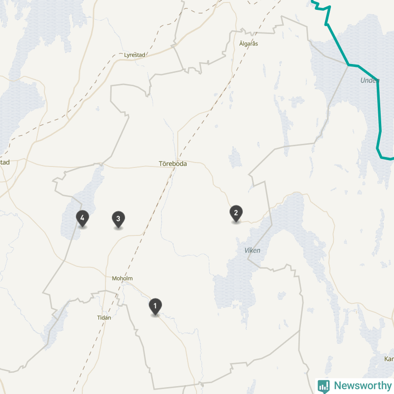 Karta över Töreboda kommun
