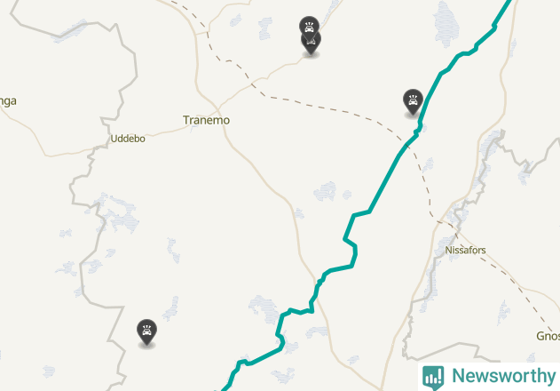 Karta över viltolyckor i Tranemo kommun