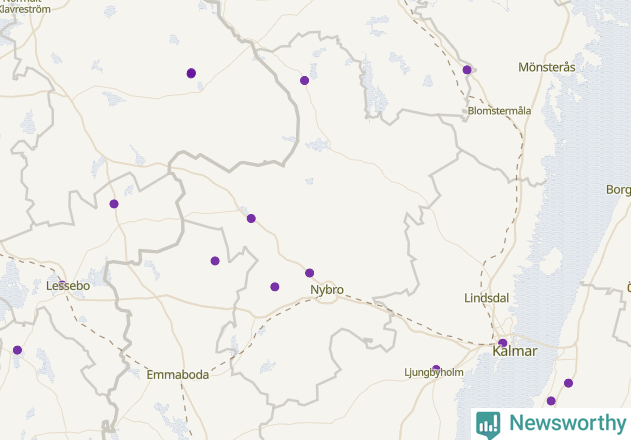 Karta över Nybro kommun