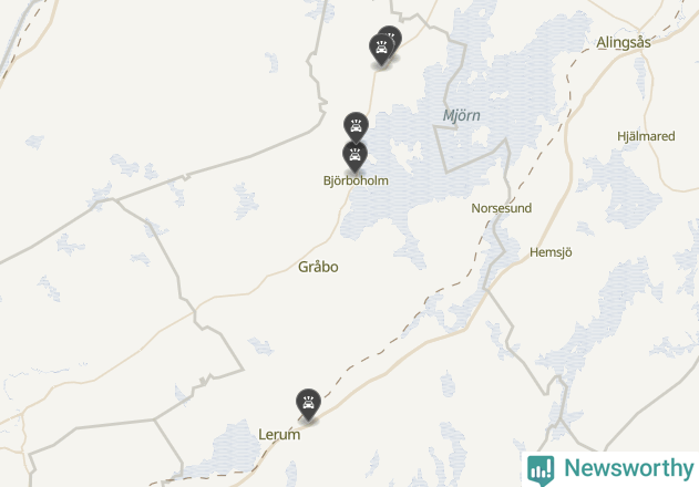 Karta över viltolyckor i Lerums kommun