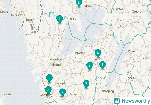 Karta över Melleruds kommun