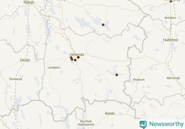 Karta över Vetlanda kommun