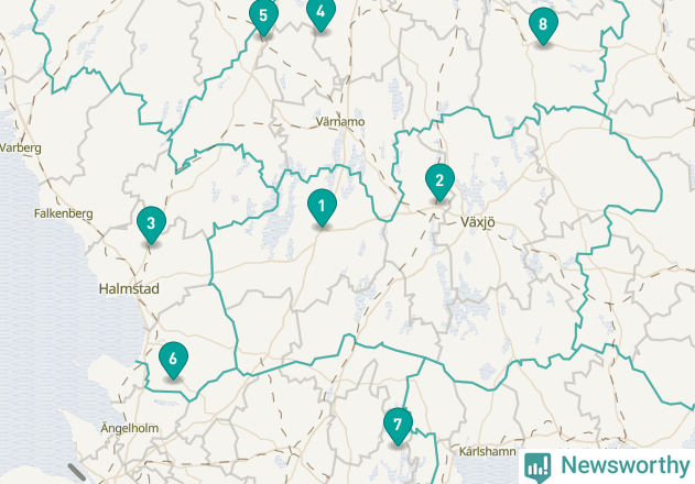 Karta över Ljungby kommun