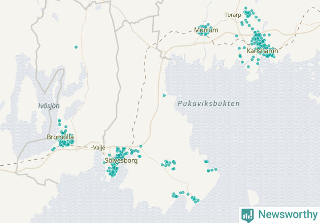 Karta över Sölvesborgs kommun