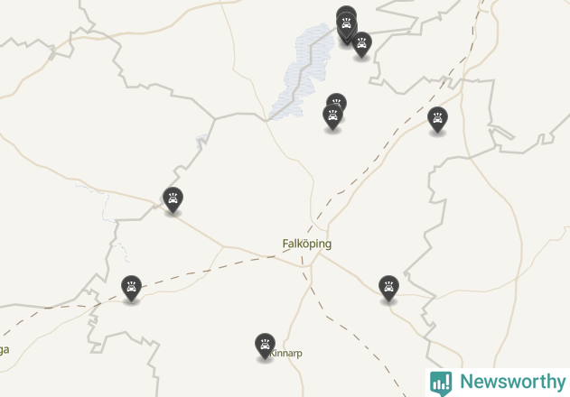 Karta över viltolyckor i Falköpings kommun