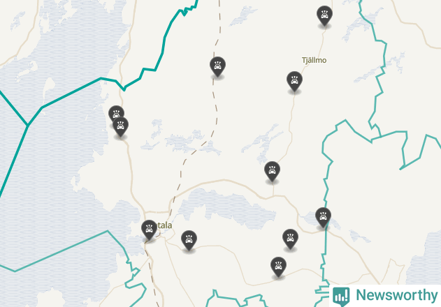 Karta över viltolyckor i Motala kommun