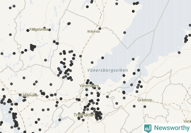Karta över Vänersborgs kommun