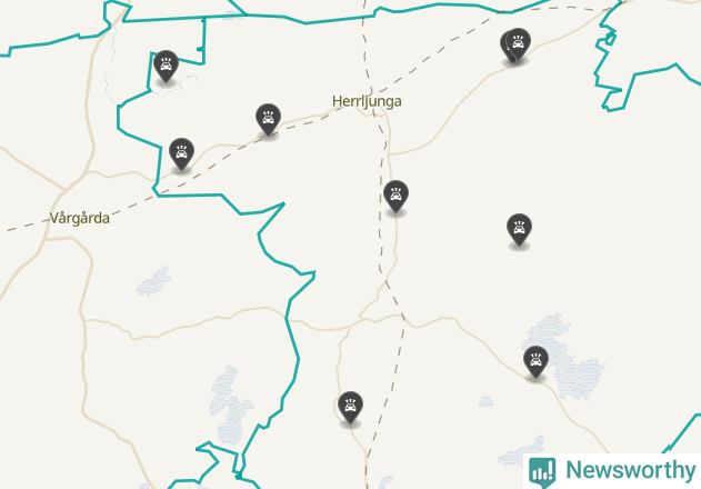 Karta över viltolyckor i Herrljunga kommun