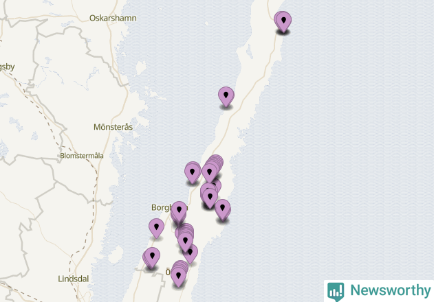 Karta över vindkraftverk i Borgholms kommun