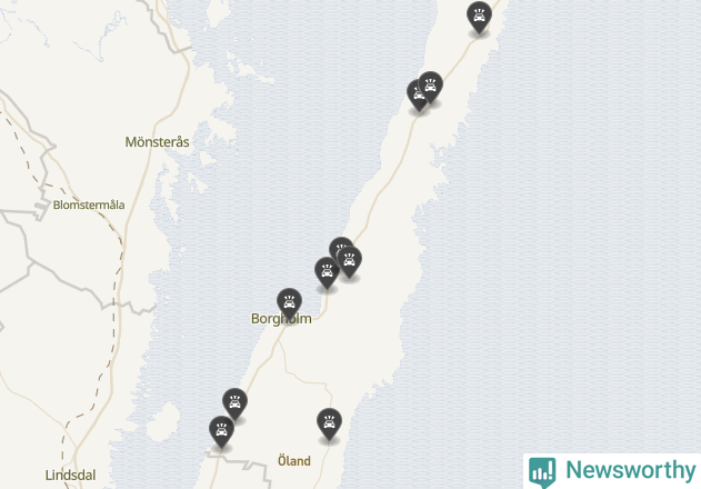 Karta över viltolyckor i Borgholms kommun