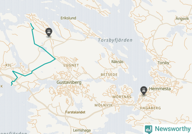Karta över viltolyckor i Värmdö kommun