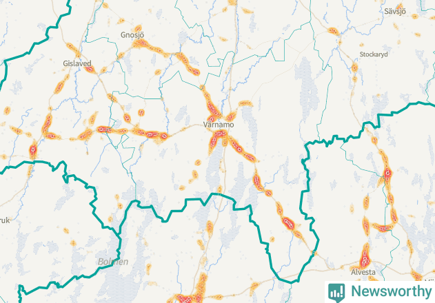 Karta över Värnamo kommun