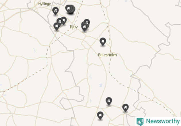 Karta över Bjuvs kommun