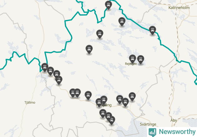Karta över viltolyckor i Finspångs kommun