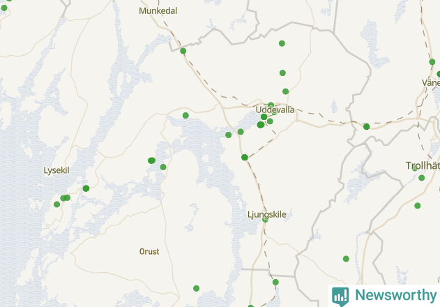 Karta över Uddevalla kommun