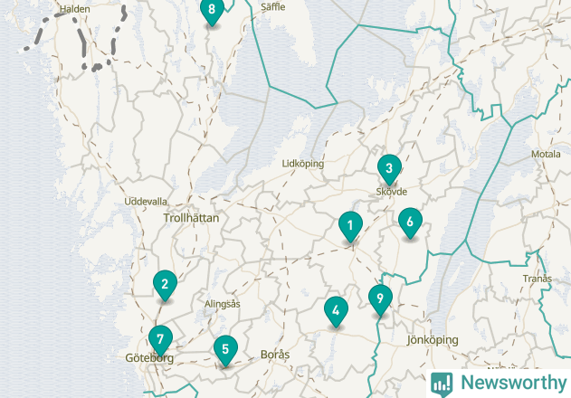 Karta över Grästorps kommun