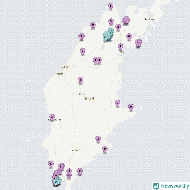 Karta över vindkraftverk i Gotlands län