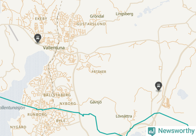 Karta över viltolyckor i Vallentuna kommun