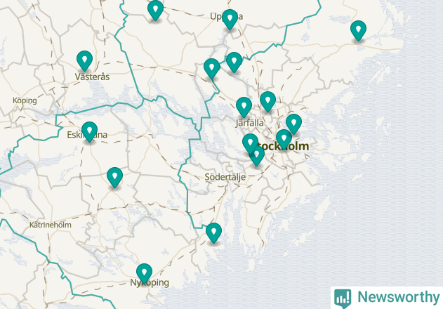 Karta över Huddinge kommun