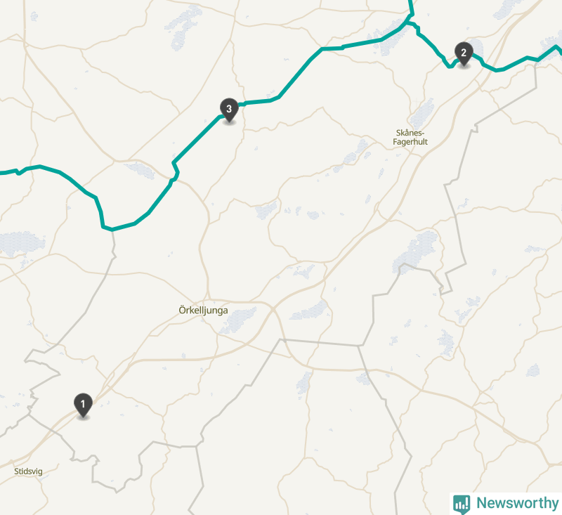 Karta över Örkelljunga kommun