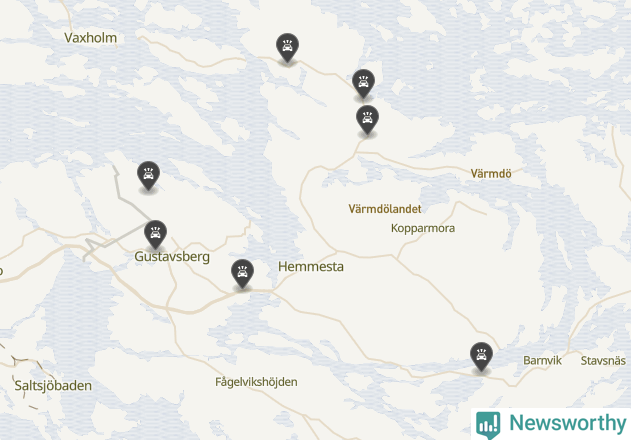 Karta över viltolyckor i Värmdö kommun