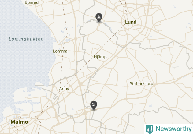 Karta över viltolyckor i Staffanstorps kommun