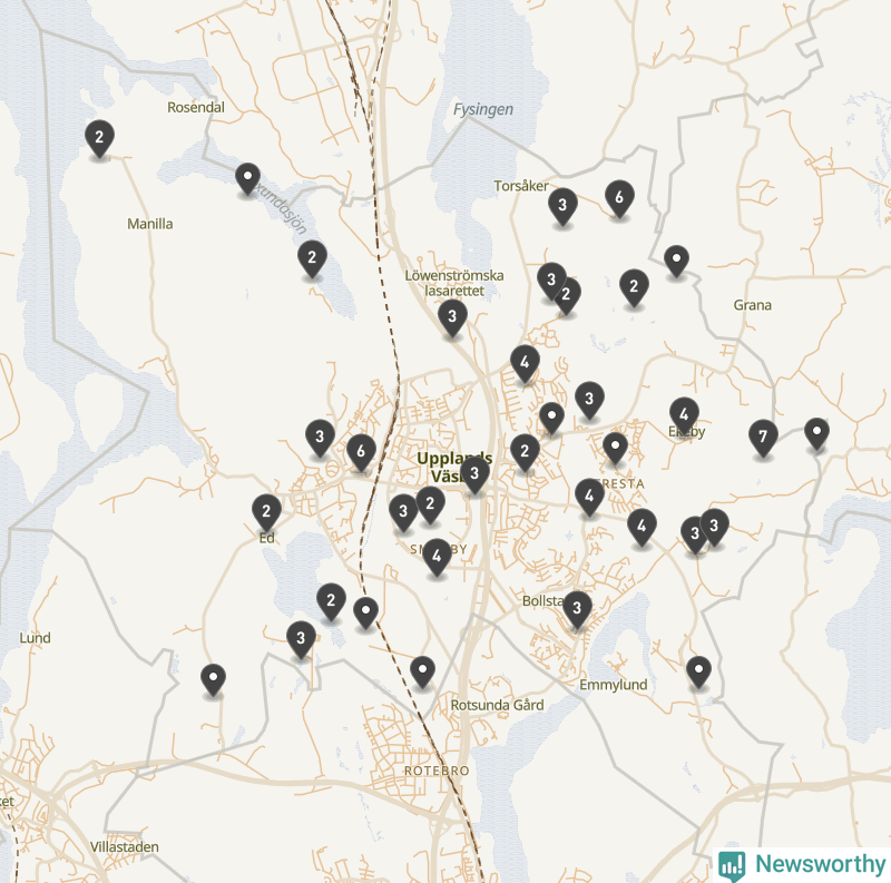 Karta över Upplands Väsby kommun